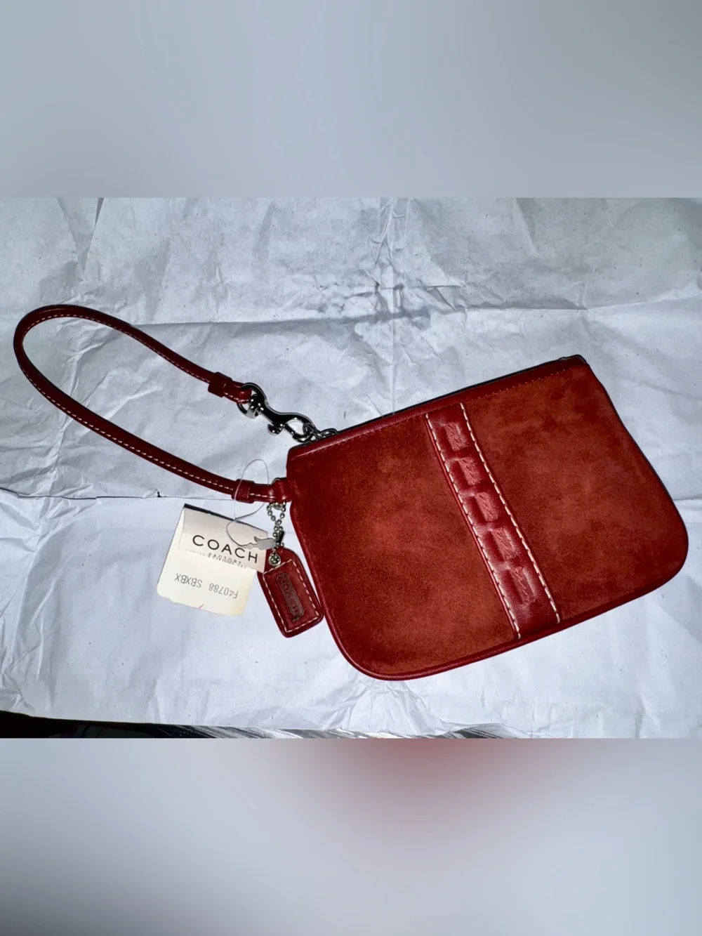 Coach Red Suede Leather Wristlet #F40788 - NWT